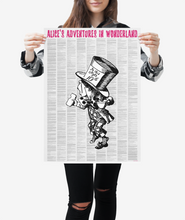 Load image into Gallery viewer, Alice's Adventures In Wonderland Mad Hatter Full Novel Text Print