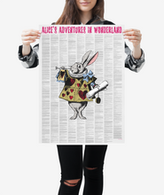 Load image into Gallery viewer, Alice's Adventures In Wonderland White Rabbit Full Novel Text Print