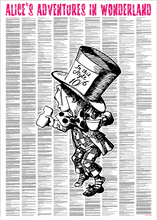 Load image into Gallery viewer, Alice's Adventures In Wonderland Mad Hatter Full Novel Text Print