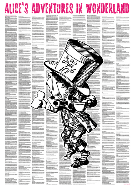 Hatter Text Alice's Adventures In Wonderland Mad Hatter Full Novel Text Print